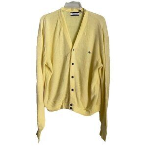 IZOD Lacoste Vintage Yellow Orlon Acrylic Long Sleeve Cardigan Men's